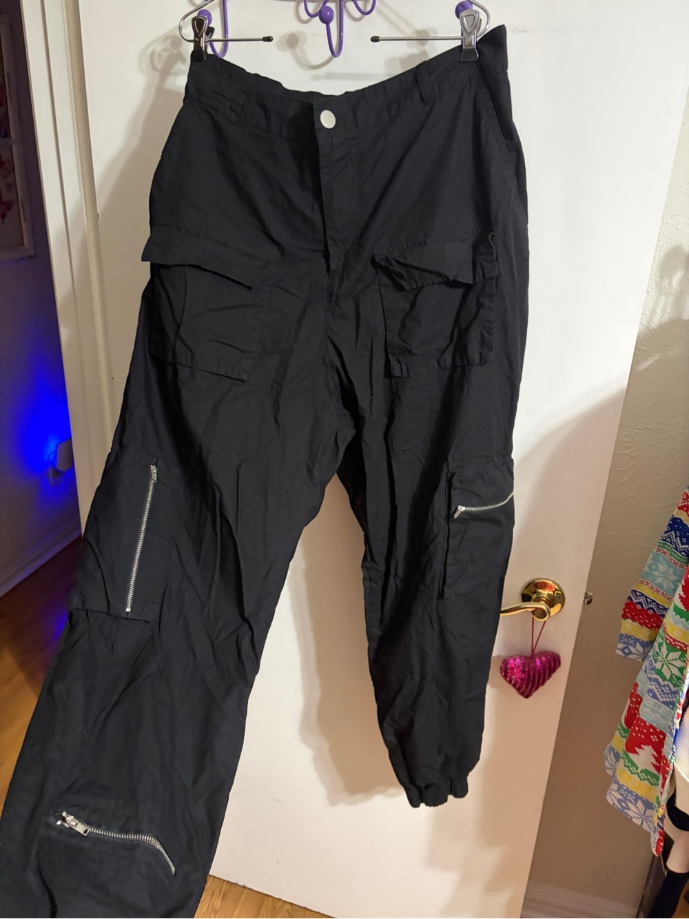 🧡 1X Rue Black Cargo Jogger Pants with Zipper Details - Picture 8 of 13